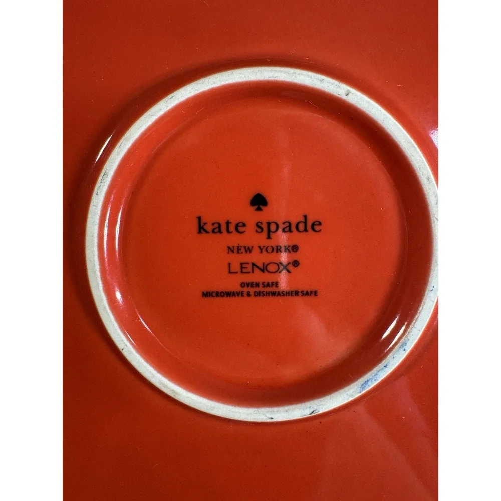 Kate‎ Spade New York Lenox Red White Ceramic Round Pie Dish Oven Microwave Safe